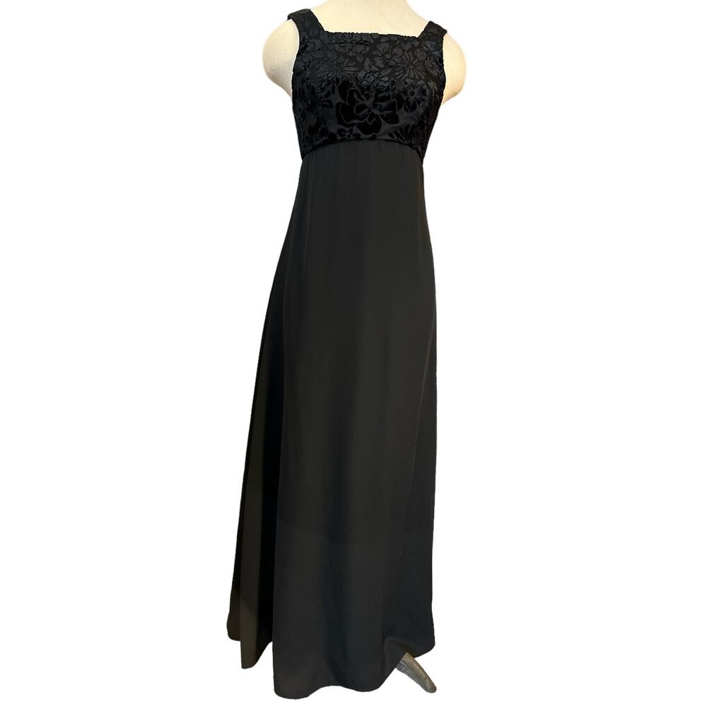 Vtg 90 Y2k RHAPSODY LTD Velvet Burnout Empire Waist Gown Sz 6 Black Goth Wedding